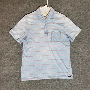 Faherty Light Blue Striped Polo Shirt